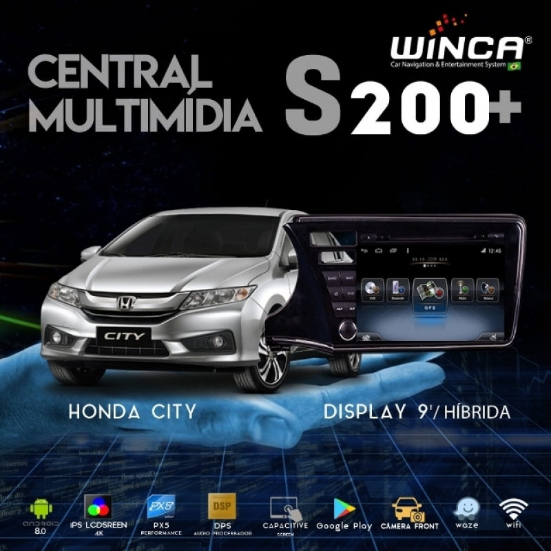 Centrais Multimídia Honda City Parque São Lucas - Central Multimídia com Câmera e Sensor de Estacionamento